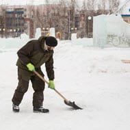 Winter construction snow